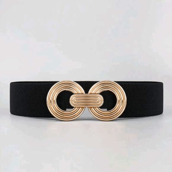 2/$21 Ladies Double Circle Black Stretch Belt (33.5 Inches) - Picture 6 of 10